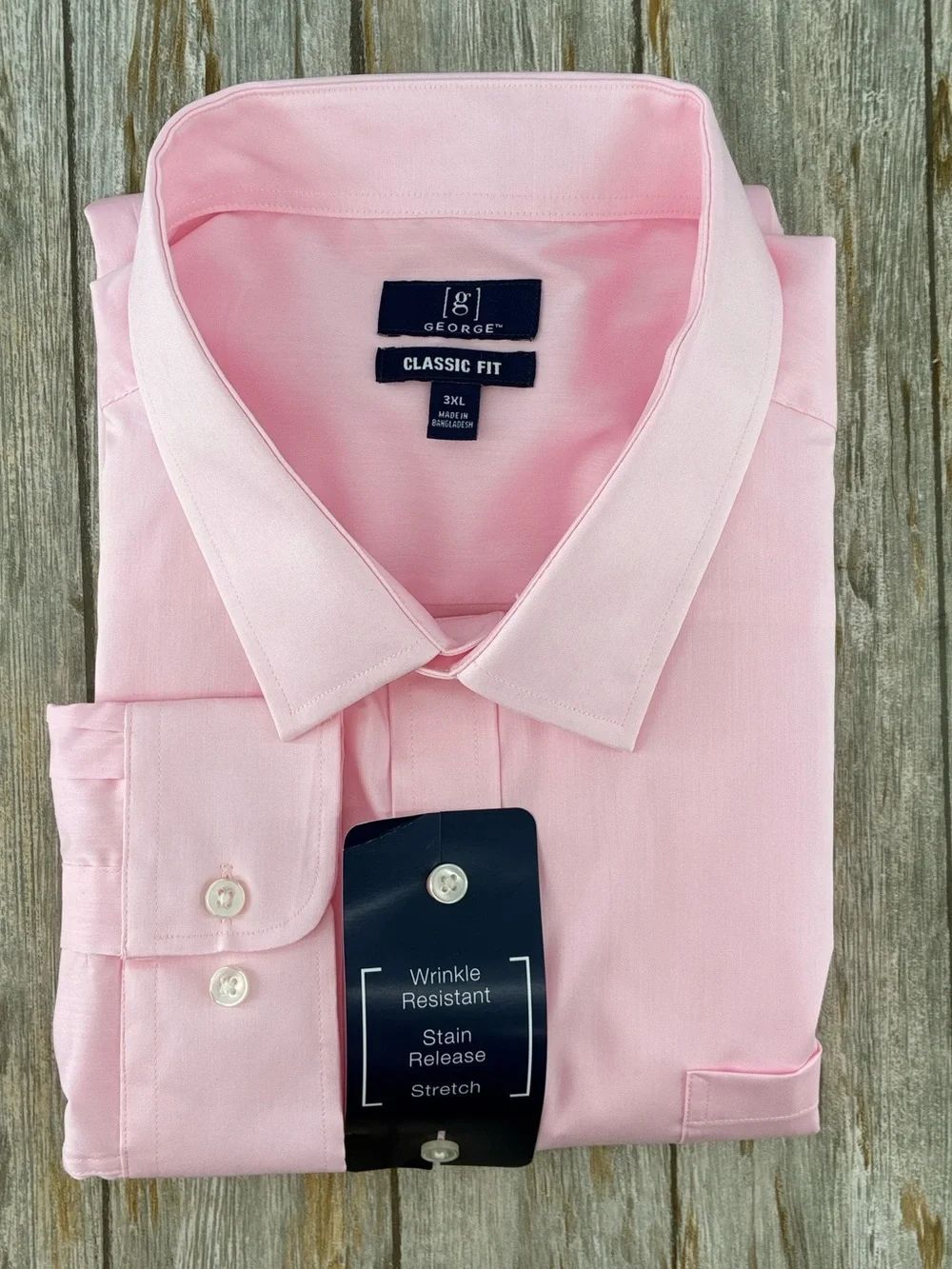 Men’s Classic Fit Dress Shirt Long Sleeved Pink Size 3XL